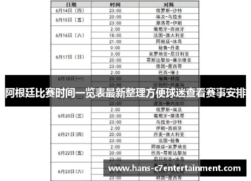 阿根廷比赛时间一览表最新整理方便球迷查看赛事安排