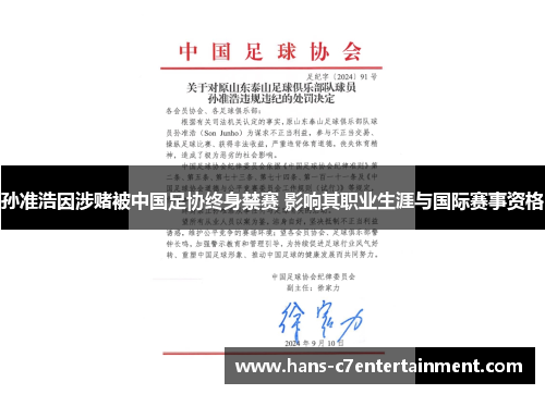 孙准浩因涉赌被中国足协终身禁赛 影响其职业生涯与国际赛事资格